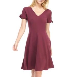 Gal Meets Glam Serena Tie Cuff  Fit and Flare Dress in Napa Grape
